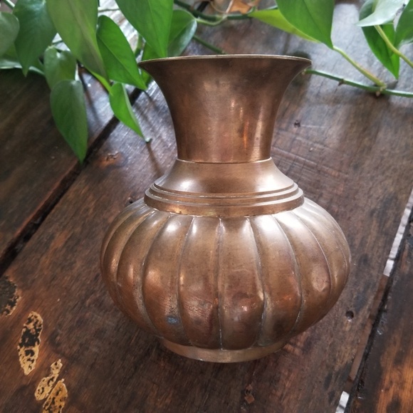 unbranded Other - Natural Patina Brass Metal Vase Home Decor